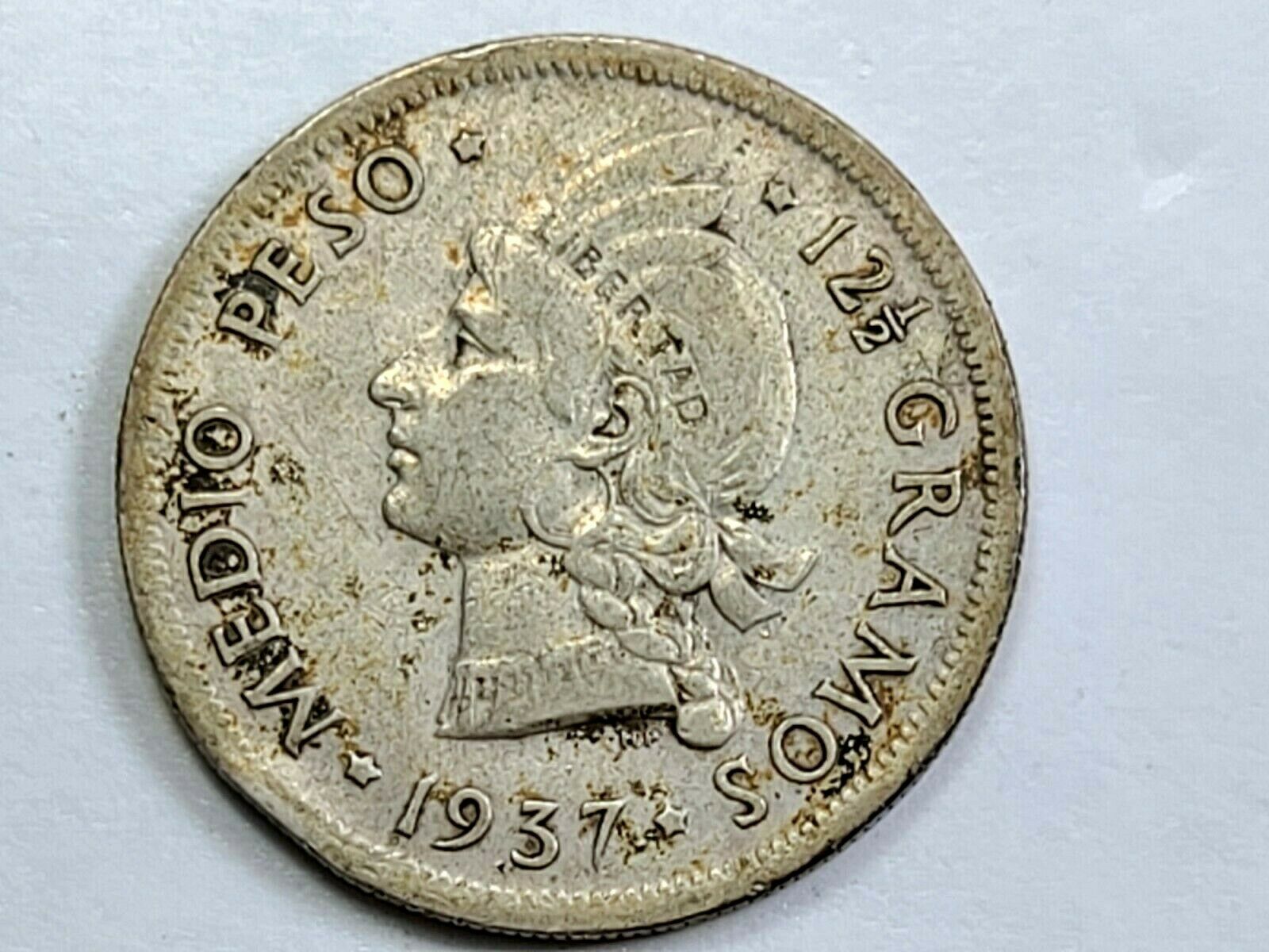 1937 Dominican Republic Silver 1/2 Half Peso ☆Low 500K Mintage☆  BXD5 - Fresh Stock Dated October 2025