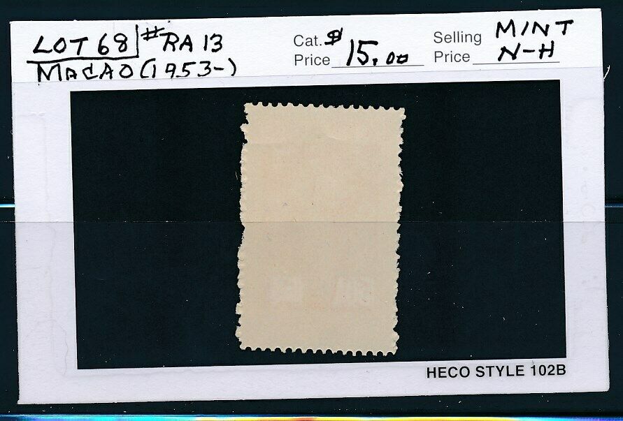 OWN A PART OF MACAU POSTAL STAMP HISTORY.  1 ISSUE.  CAT VALUE .00 - Fresh Stock Dated October 2025