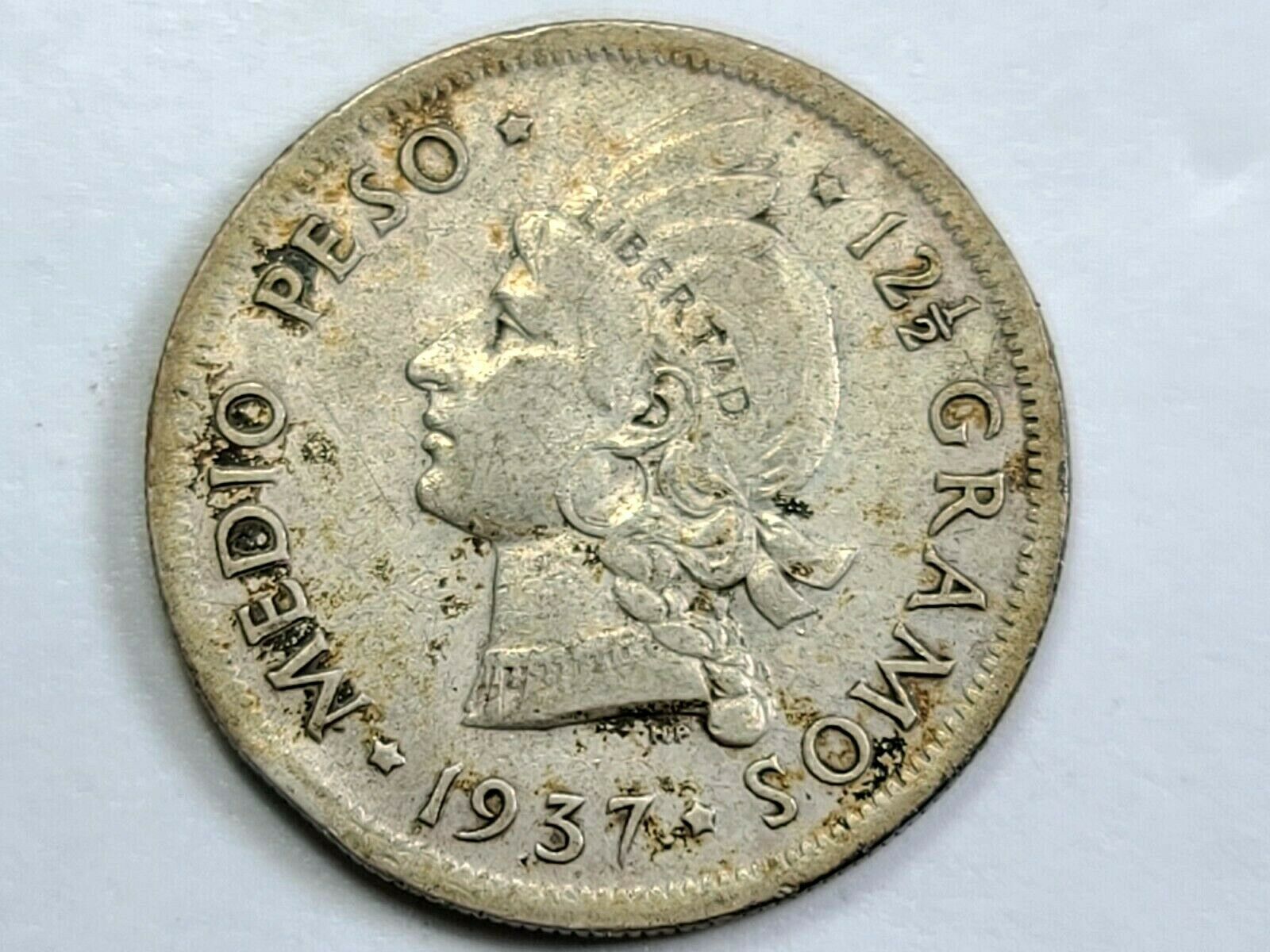 1937 Dominican Republic Silver 1/2 Half Peso ☆Low 500K Mintage☆  BXD5 - Fresh Stock Dated October 2025