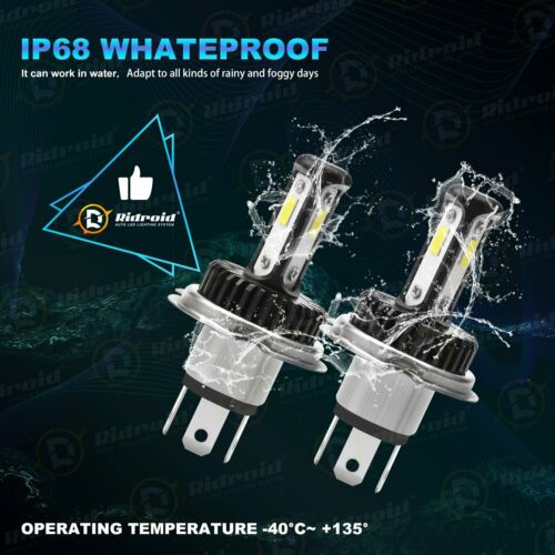 Fanless H4 9003 LED Headlight Hi/Low Beam 6000K Bulb FOR Motorcycle Super Bright - Fresh Stock Dated October 2025