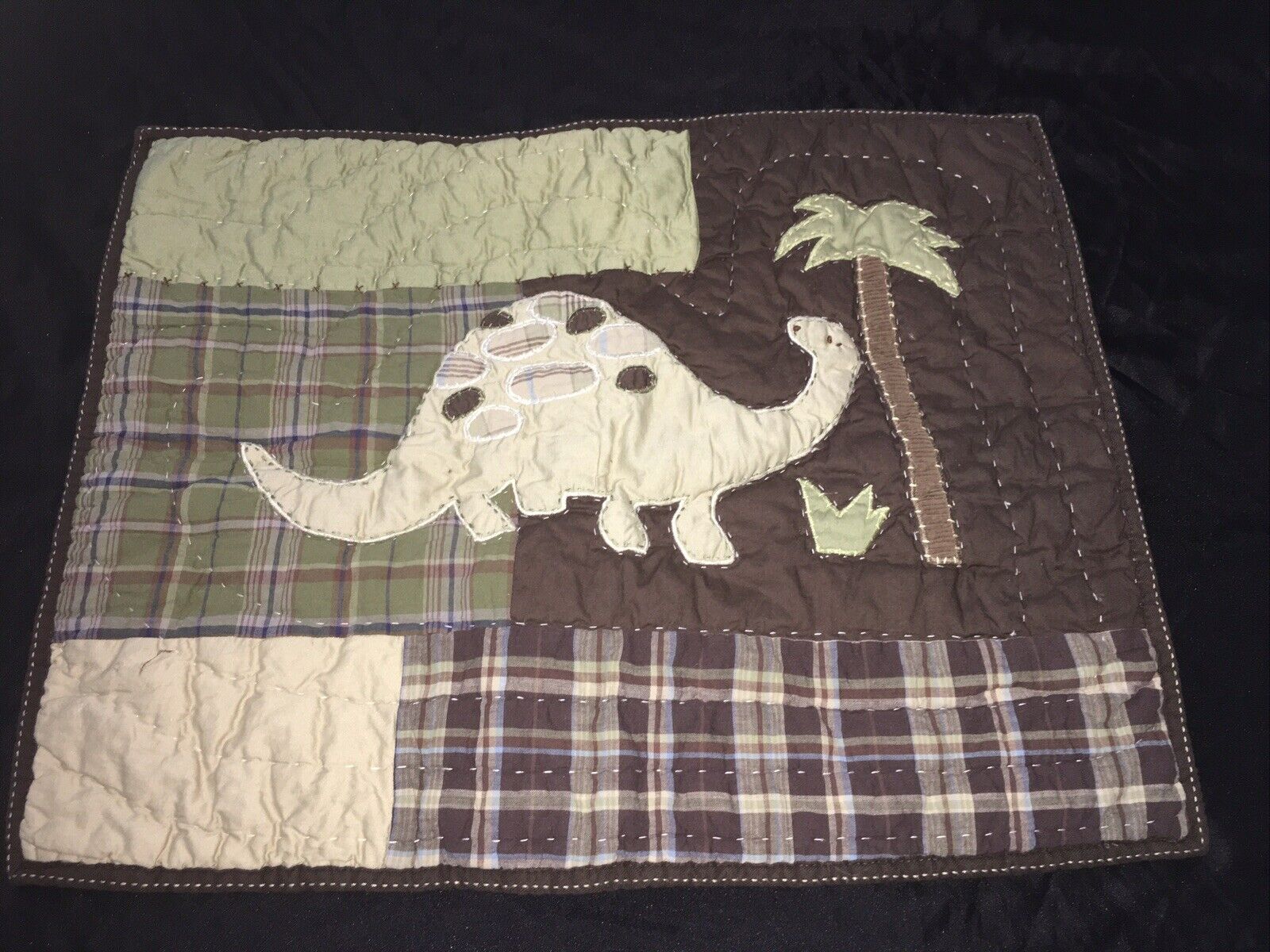 Pottery Barn Kids Madras Sham Standard Green 🦕 Dinosaur Tree Dino Brown Plaid - Fresh Stock Dated October 2025
