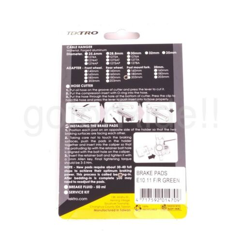 Tektro Bike Bicycle E10.11 Disc Brake Pads w/ Spring NIB 1 or 2 Pairs - Fresh Stock Dated October 2025