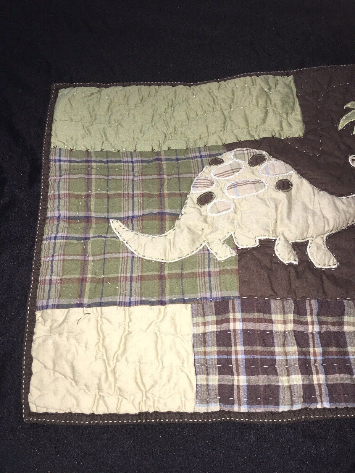 Pottery Barn Kids Madras Sham Standard Green 🦕 Dinosaur Tree Dino Brown Plaid - Fresh Stock Dated October 2025