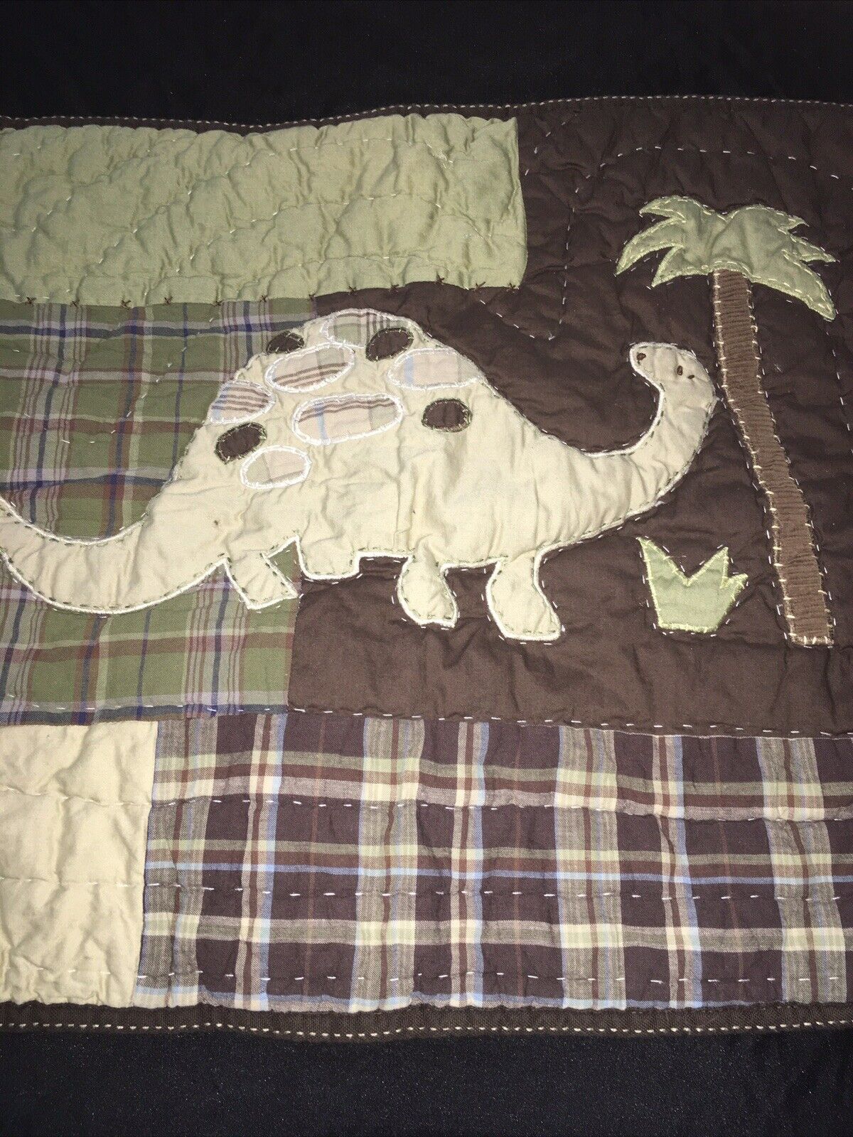 Pottery Barn Kids Madras Sham Standard Green 🦕 Dinosaur Tree Dino Brown Plaid - Fresh Stock Dated October 2025