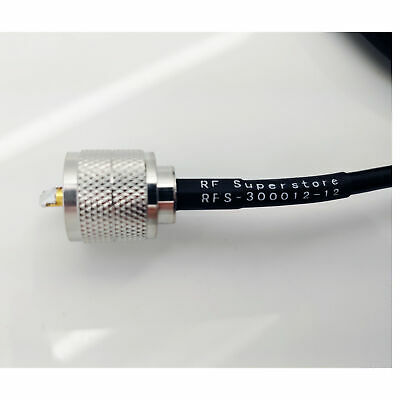 UHF Male (Plug) to UHF Male (Plug) RG58 Cable Assembly, 144 inch (12 ft) - Fresh Stock Dated October 2025