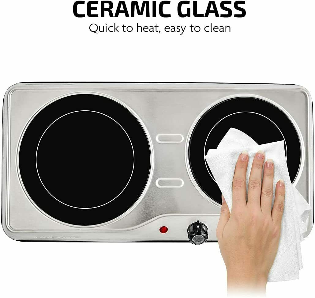 Electric Cooktop Burner Infrared Ceramic Glass Hot Plate 2 Two Cooking Stove ... - Fresh Stock Dated October 2025