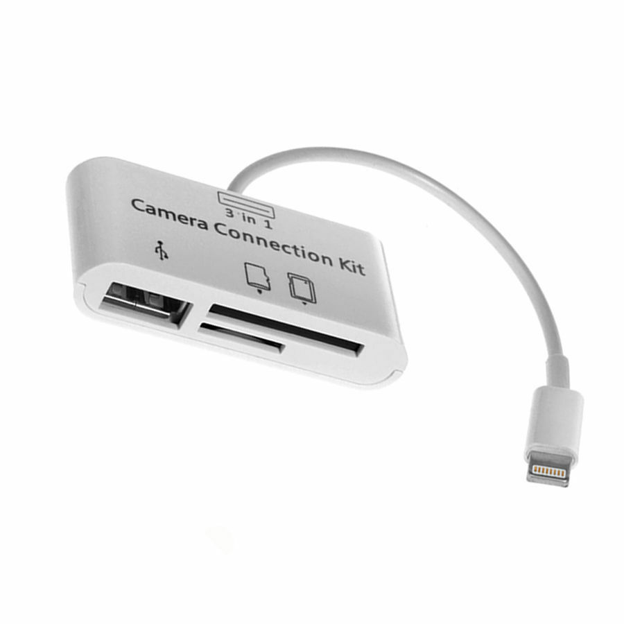 3 in 1 USB Micro SD TF Card Reader Camera Connecter adapter For Iphone X 8 iOS11 - Fresh Stock Dated October 2025