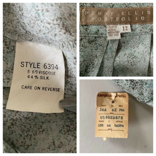 Vintage Perry Ellis Portfolio Silk/Rayon Drop Pleat Skirt Made in Italy NOS - Fresh Stock Dated October 2025