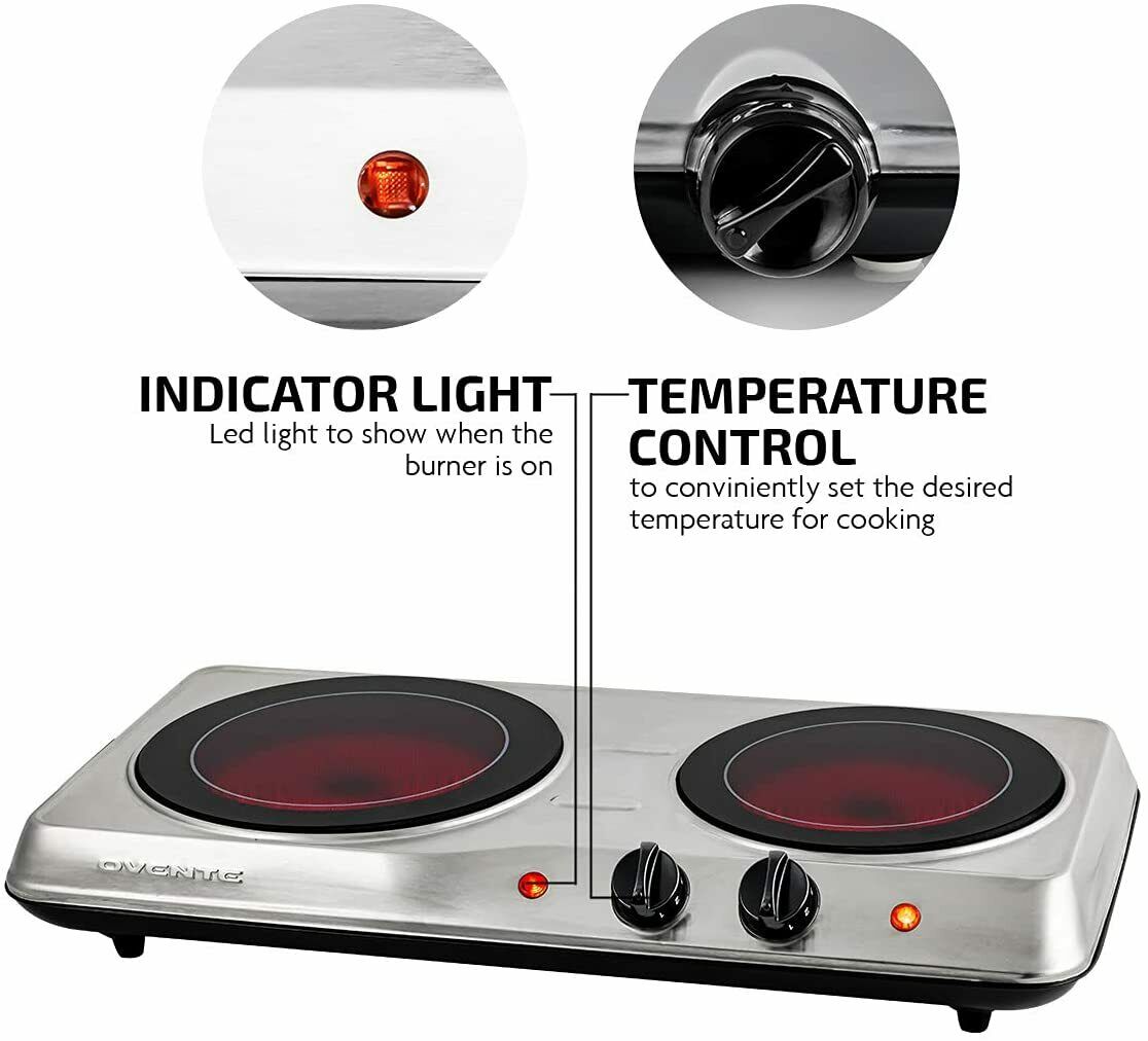 Electric Cooktop Burner Infrared Ceramic Glass Hot Plate 2 Two Cooking Stove ... - Fresh Stock Dated October 2025