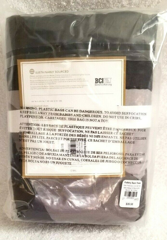 Pottery Barn URBAN SHAM NHL HOCKEY Standard Size Quilted NEW IN PACKAGE #P134 - Fresh Stock Dated October 2025