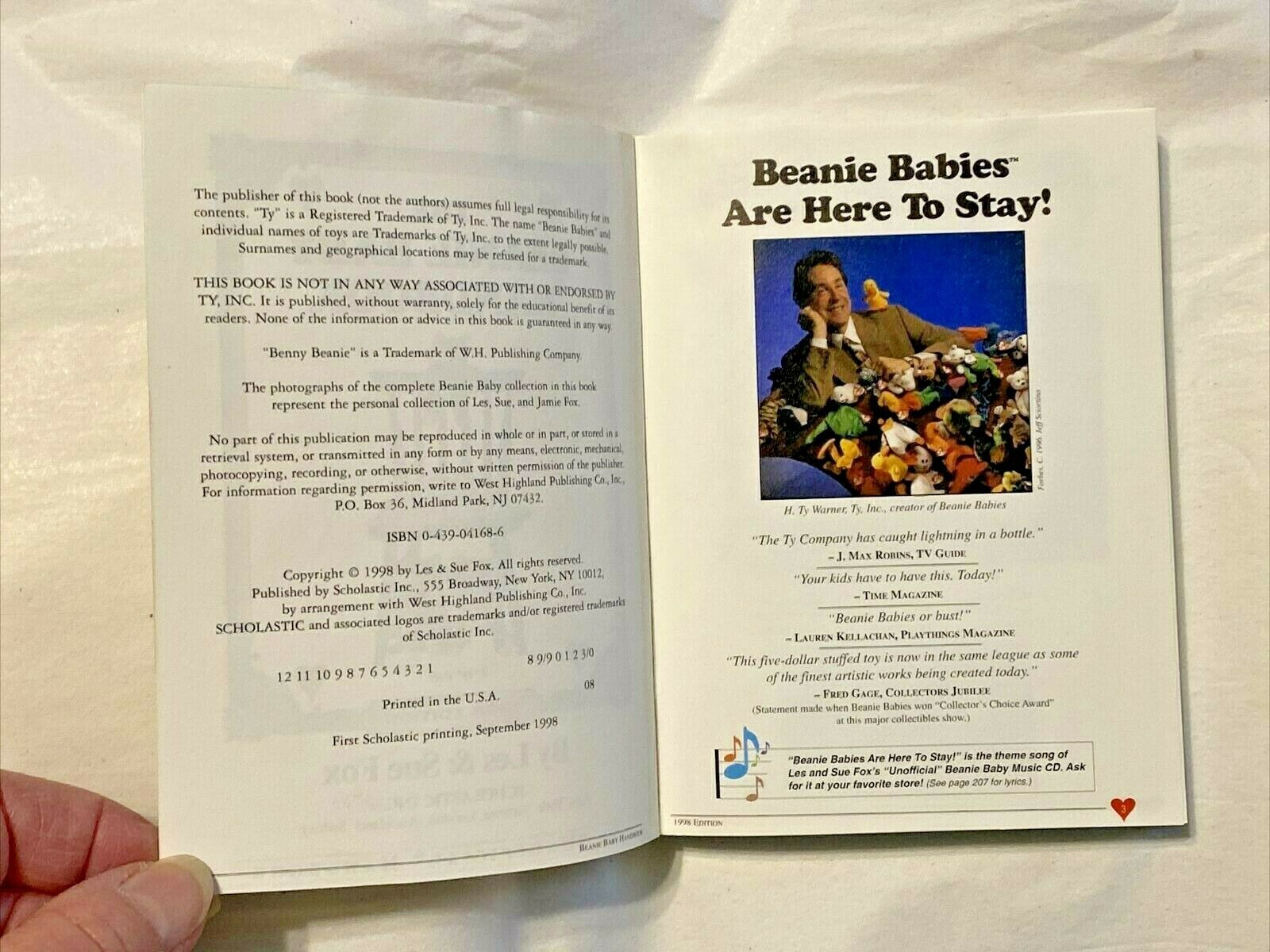 The Beanie Baby Handbook 1998 Scholastic Pocket Edition by Les&Sue Fox 1st Print - Fresh Stock Dated October 2025