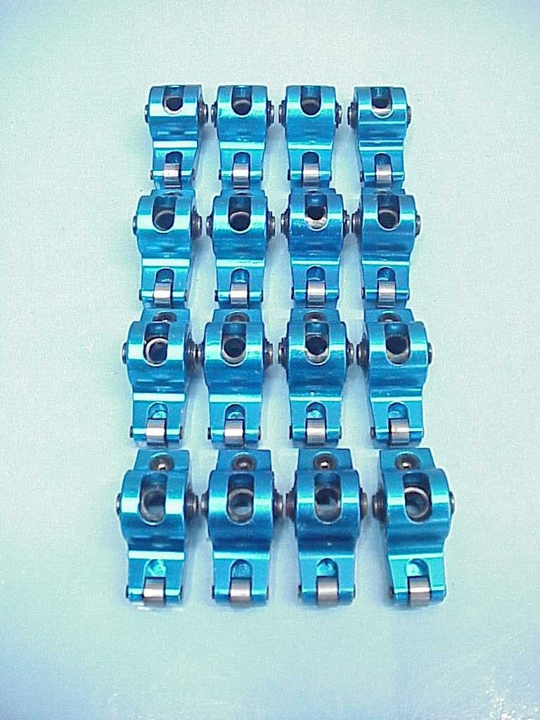 16 Blue Aluminum Roller Rockers for Big Block Chevy 396-454 - Fresh Stock Dated October 2025