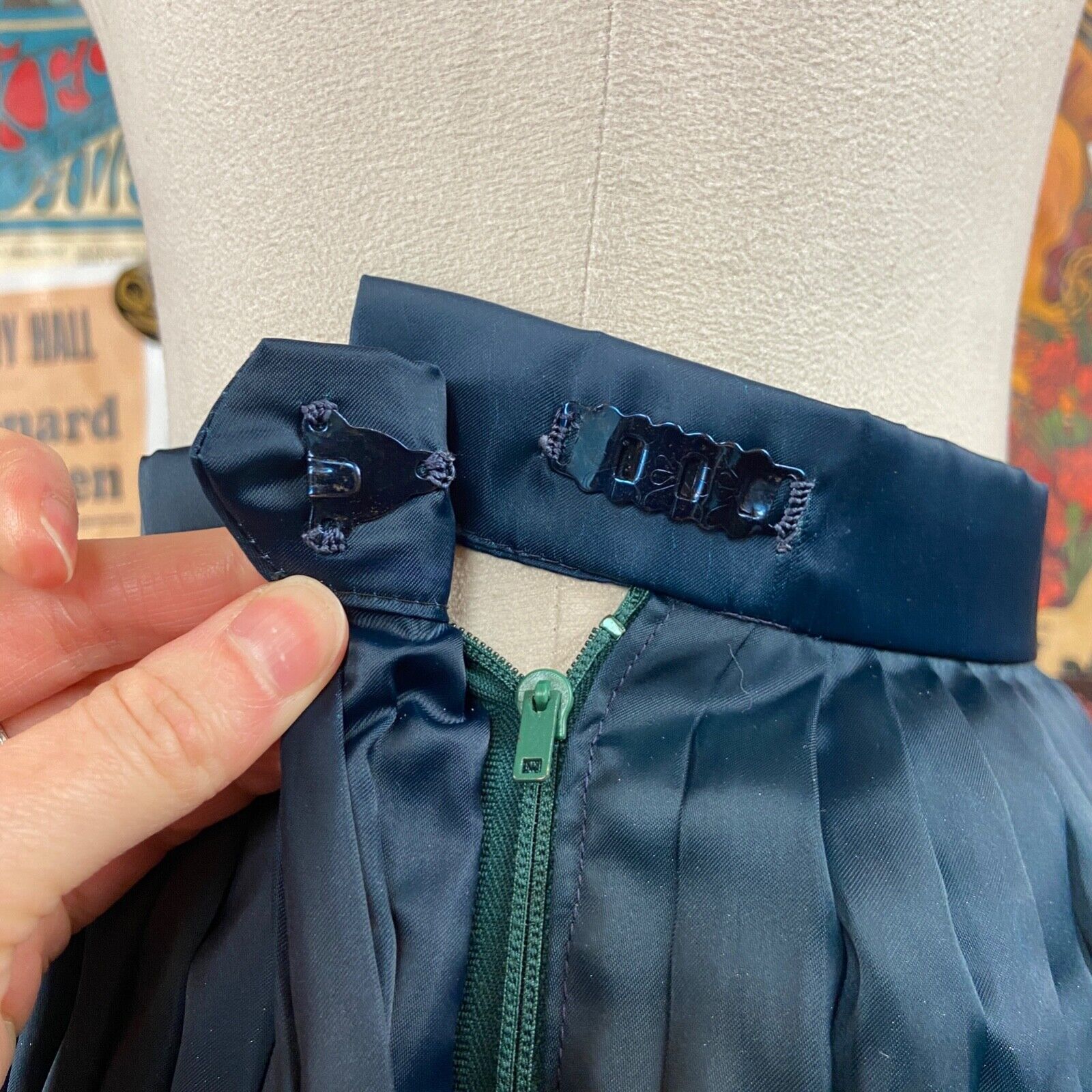 Vintage 60s Blue Accordion Pleat Novelty Print Skirt, 60s Pleated Skirt - Fresh Stock Dated October 2025