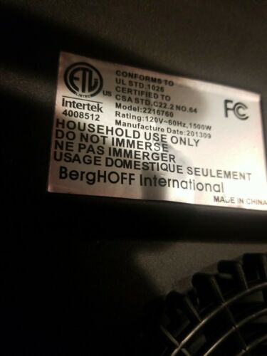Berghoff Induction Cooktop 1500W 2216760 - Fresh Stock Dated October 2025