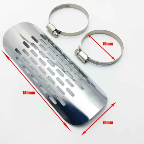 Motorcycle Chrome Exhaust Muffler Pipe Heat Shield Cover Heel Guard Universal #K - Fresh Stock Dated October 2025