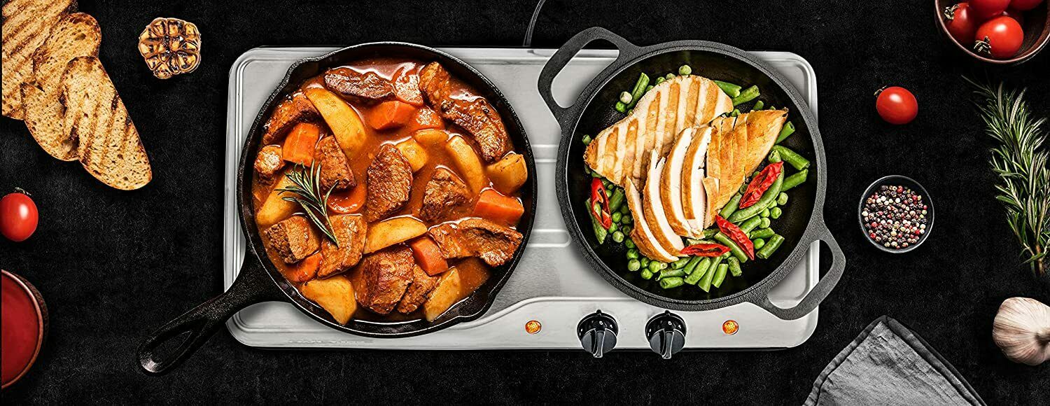 Electric Cooktop Burner Infrared Ceramic Glass Hot Plate 2 Two Cooking Stove ... - Fresh Stock Dated October 2025
