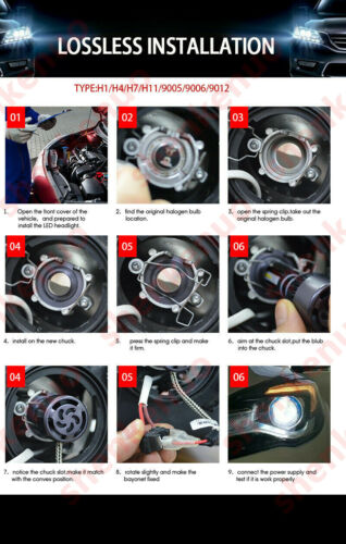H7 LED Headlight Bulbs For Yamaha YZF-R6 2003-15 YZF-R1 2007-14 8000K Ice Blue K - Fresh Stock Dated October 2025