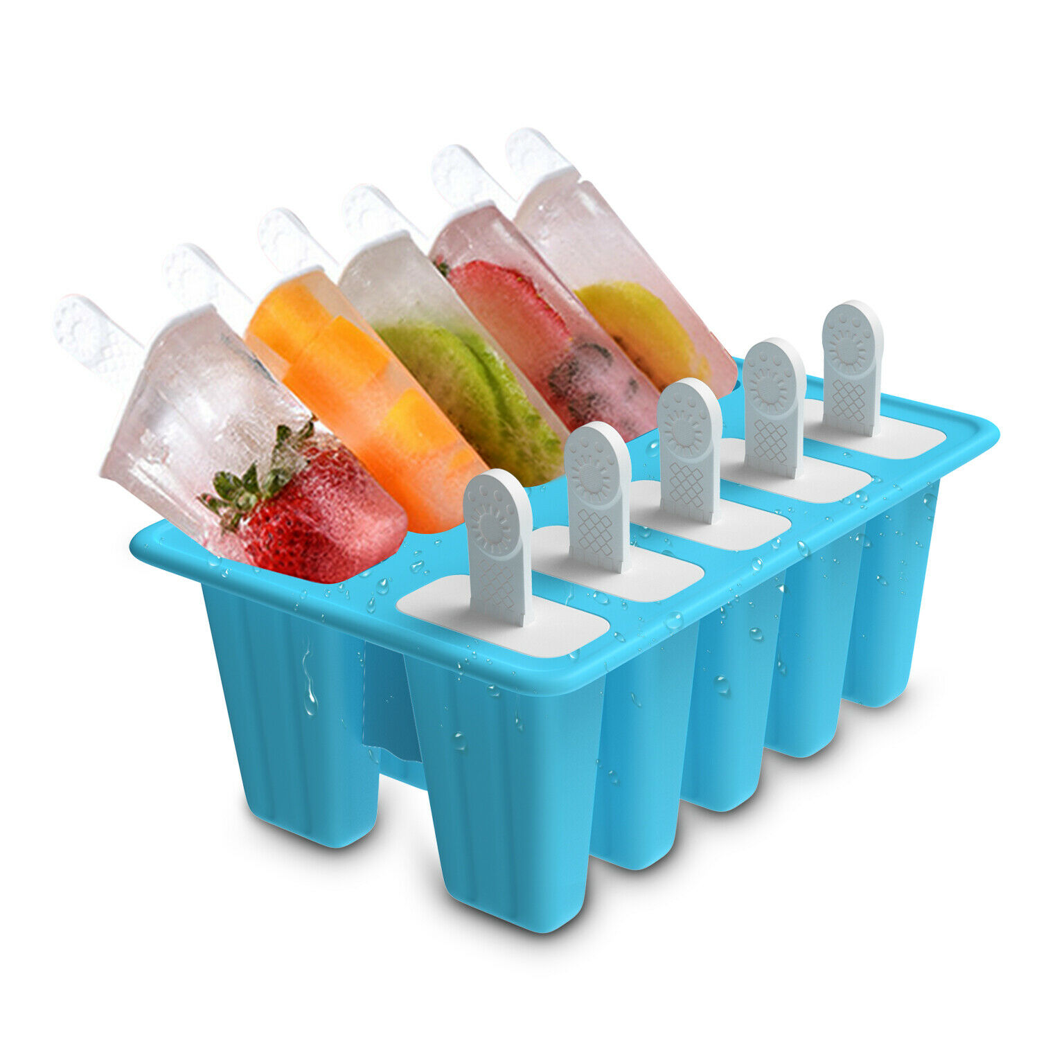 New Silicon 10Cell Ice Cream Mold DIY Frozen Popsicle Kitchen Ice Tray Cover Lid - Fresh Stock Dated October 2025