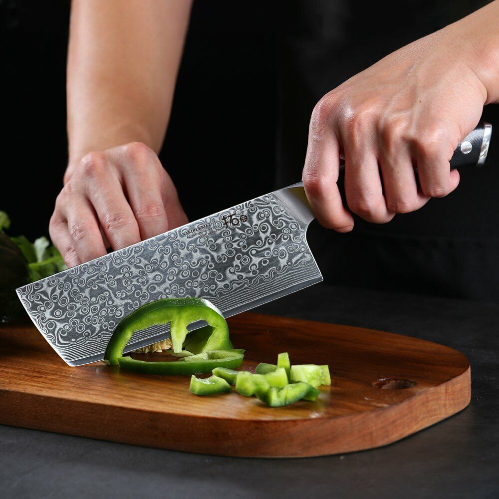 TURWHO 7inch Nakiri Knife Kitchen 67-Layer Japanese VG10 Damascus Steel Knives - Fresh Stock Dated October 2025