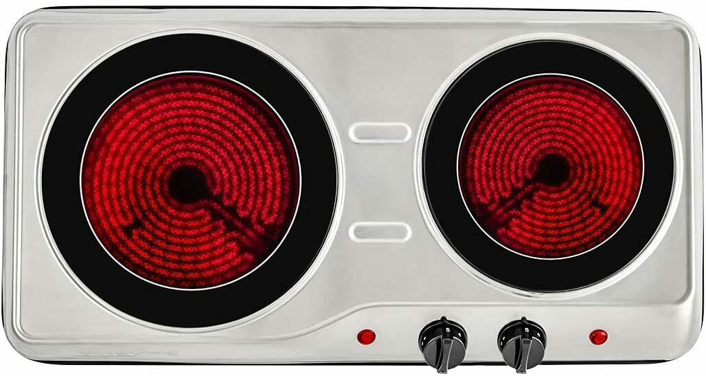 Electric Cooktop Burner Infrared Ceramic Glass Hot Plate 2 Two Cooking Stove ... - Fresh Stock Dated October 2025