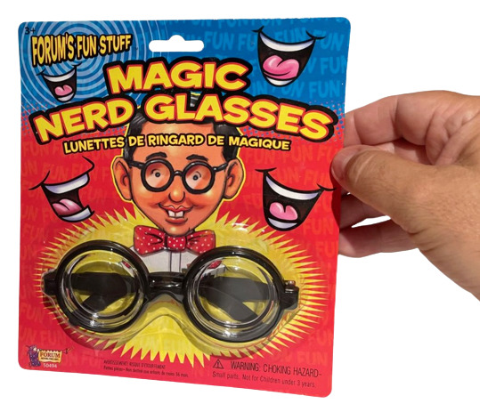 Funny MAGIC NERD GLASSES Eye Dork Thick Lenses Coke Bottle Joke Gag Black Round - Fresh Stock Dated October 2025