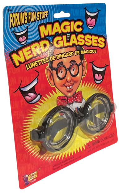 Funny MAGIC NERD GLASSES Eye Dork Thick Lenses Coke Bottle Joke Gag Black Round - Fresh Stock Dated October 2025