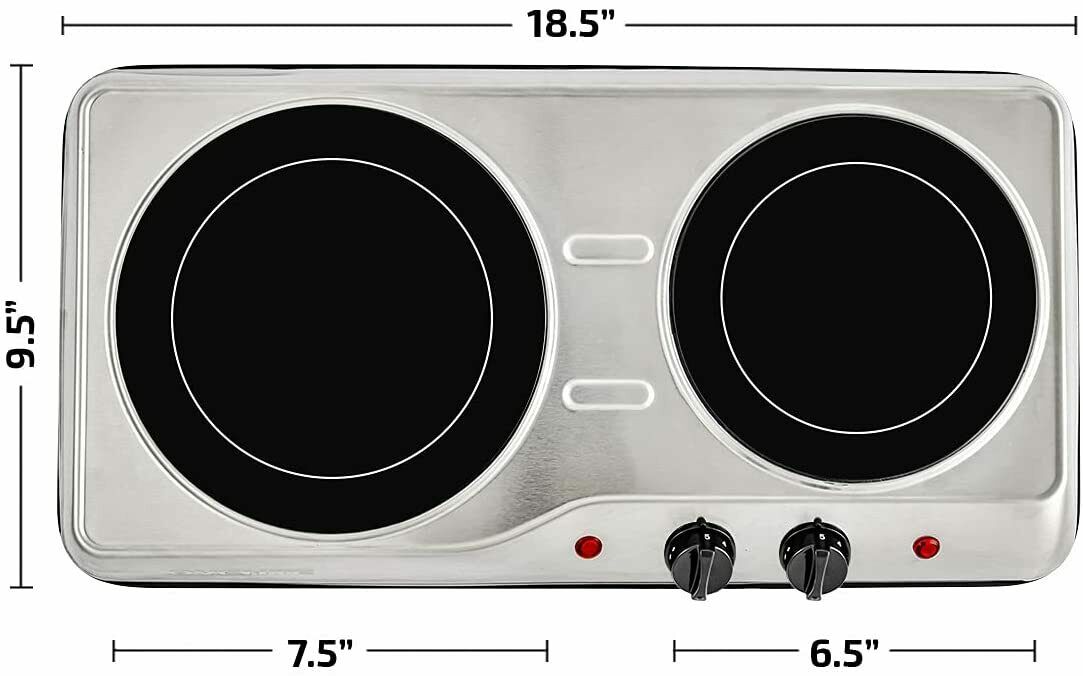 Electric Cooktop Burner Infrared Ceramic Glass Hot Plate 2 Two Cooking Stove ... - Fresh Stock Dated October 2025