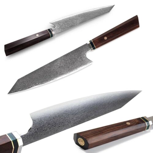 JAPANESE 8’ VG10 67 LAYER KIRITSUKE DAMASCUS CHEF KITCHEN KNIFE WOODEN HANDLE - Fresh Stock Dated October 2025
