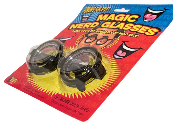 Funny MAGIC NERD GLASSES Eye Dork Thick Lenses Coke Bottle Joke Gag Black Round - Fresh Stock Dated October 2025