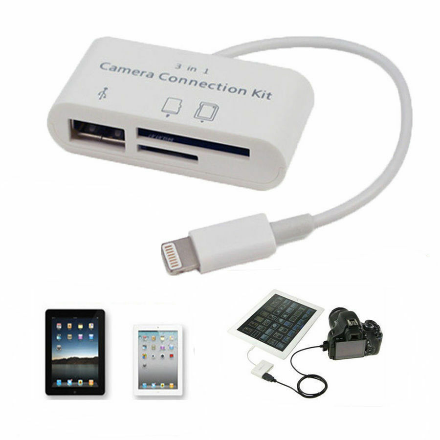 3 in 1 USB Micro SD TF Card Reader Camera Connecter adapter For Iphone X 8 iOS11 - Fresh Stock Dated October 2025