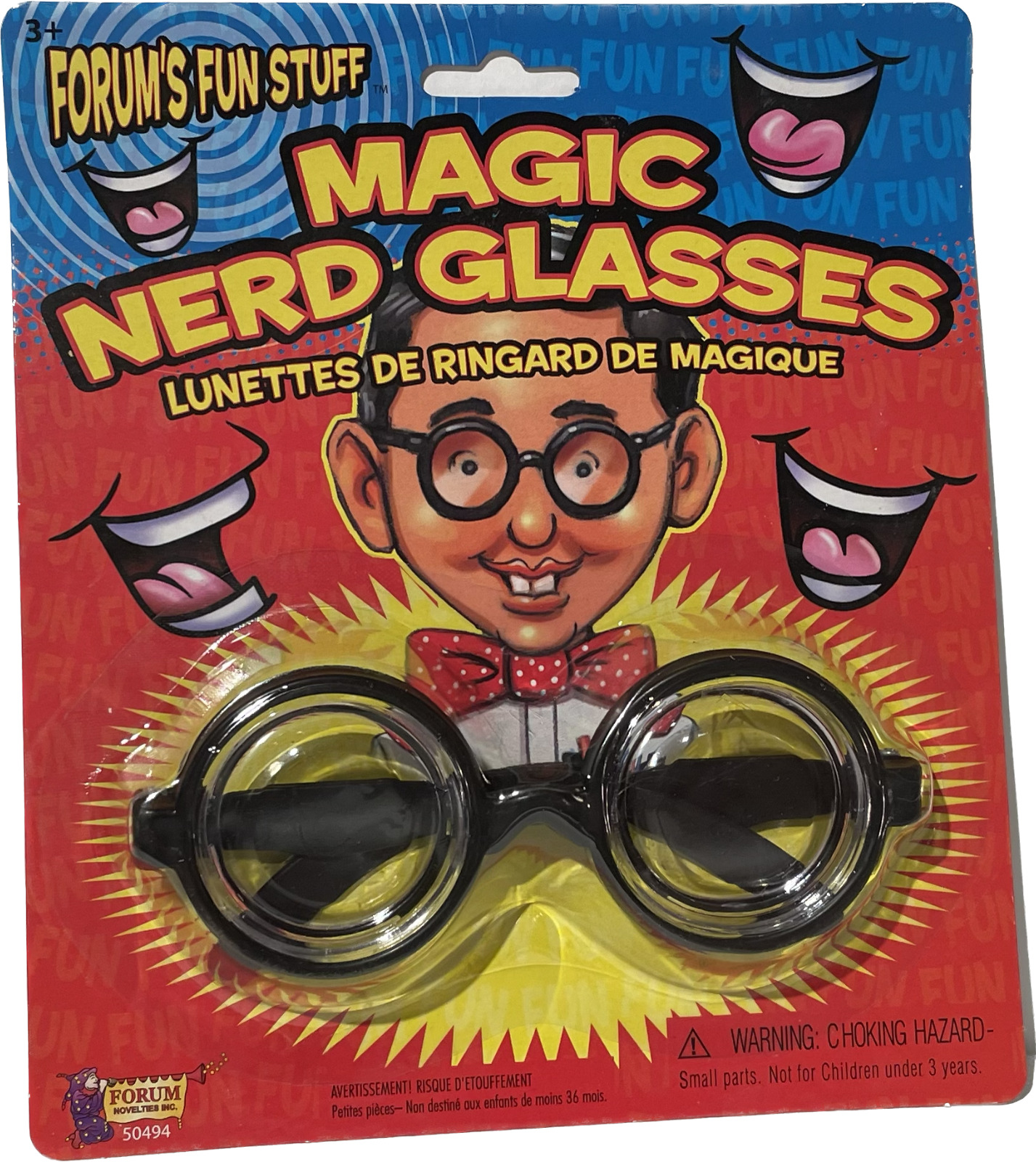 Funny MAGIC NERD GLASSES Eye Dork Thick Lenses Coke Bottle Joke Gag Black Round - Fresh Stock Dated October 2025