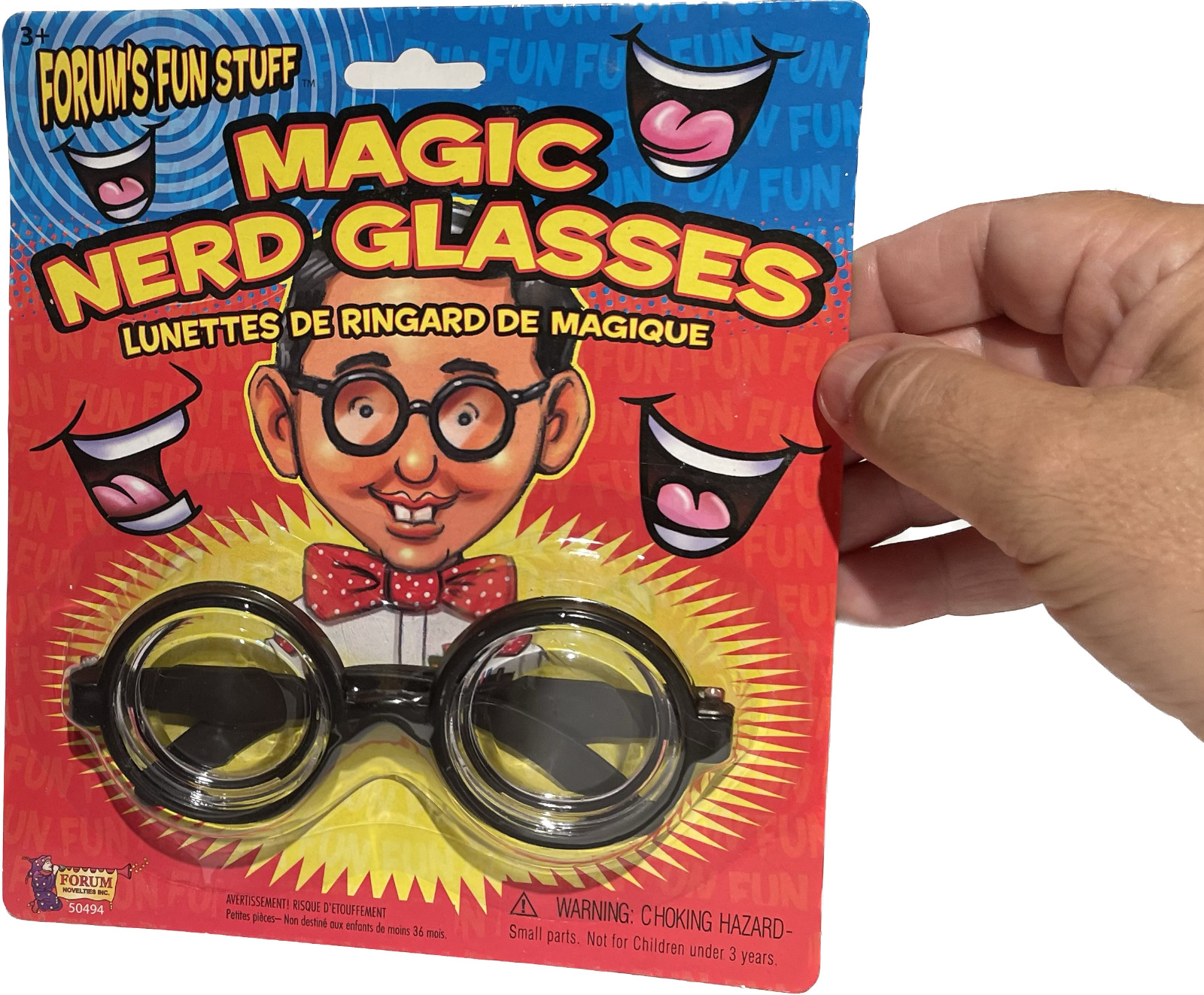 Funny MAGIC NERD GLASSES Eye Dork Thick Lenses Coke Bottle Joke Gag Black Round - Fresh Stock Dated October 2025