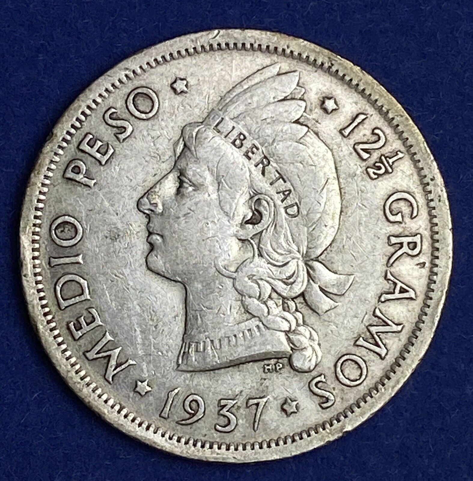 Dominican Republic 1937 1/2 Peso Silver VF - Fresh Stock Dated October 2025