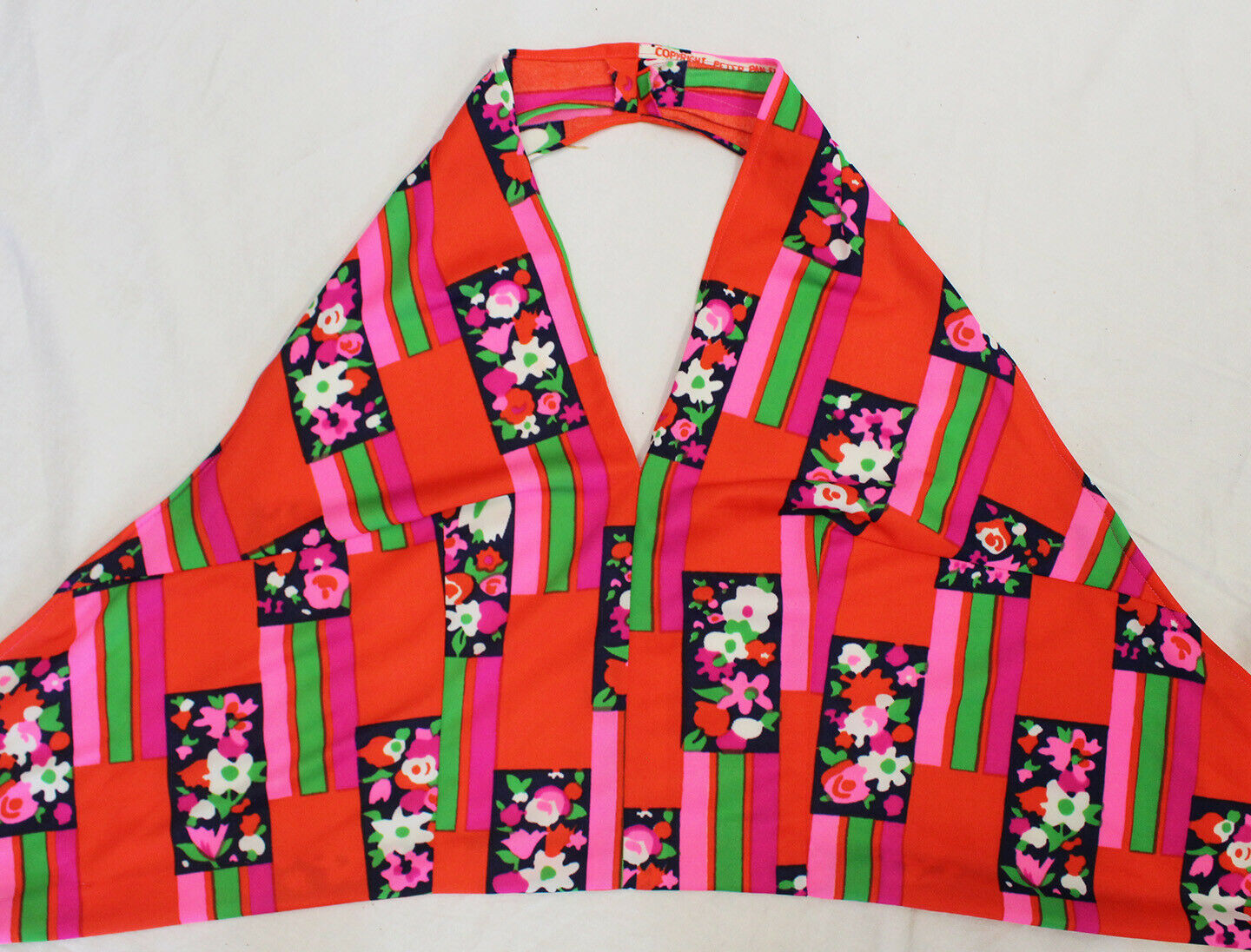 Vintage Mod Retro Psychedelic Maxi Skirt Crop Halter Top Polyester Outfit Set - Fresh Stock Dated October 2025