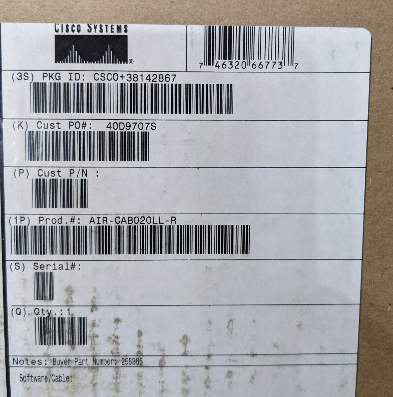 Cisco AIR-CAB005LL-R 20ft Low-Loss 2.4GHZ RF Cable RP-TNC Connectors New In Box - Fresh Stock Dated October 2025