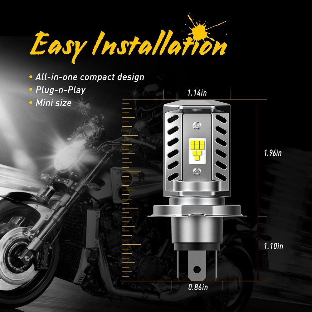 2X H4 motorcycle led headlight 9003 Bulbs Hi/Lo Beam Kit High Power HID White EX - Fresh Stock Dated October 2025