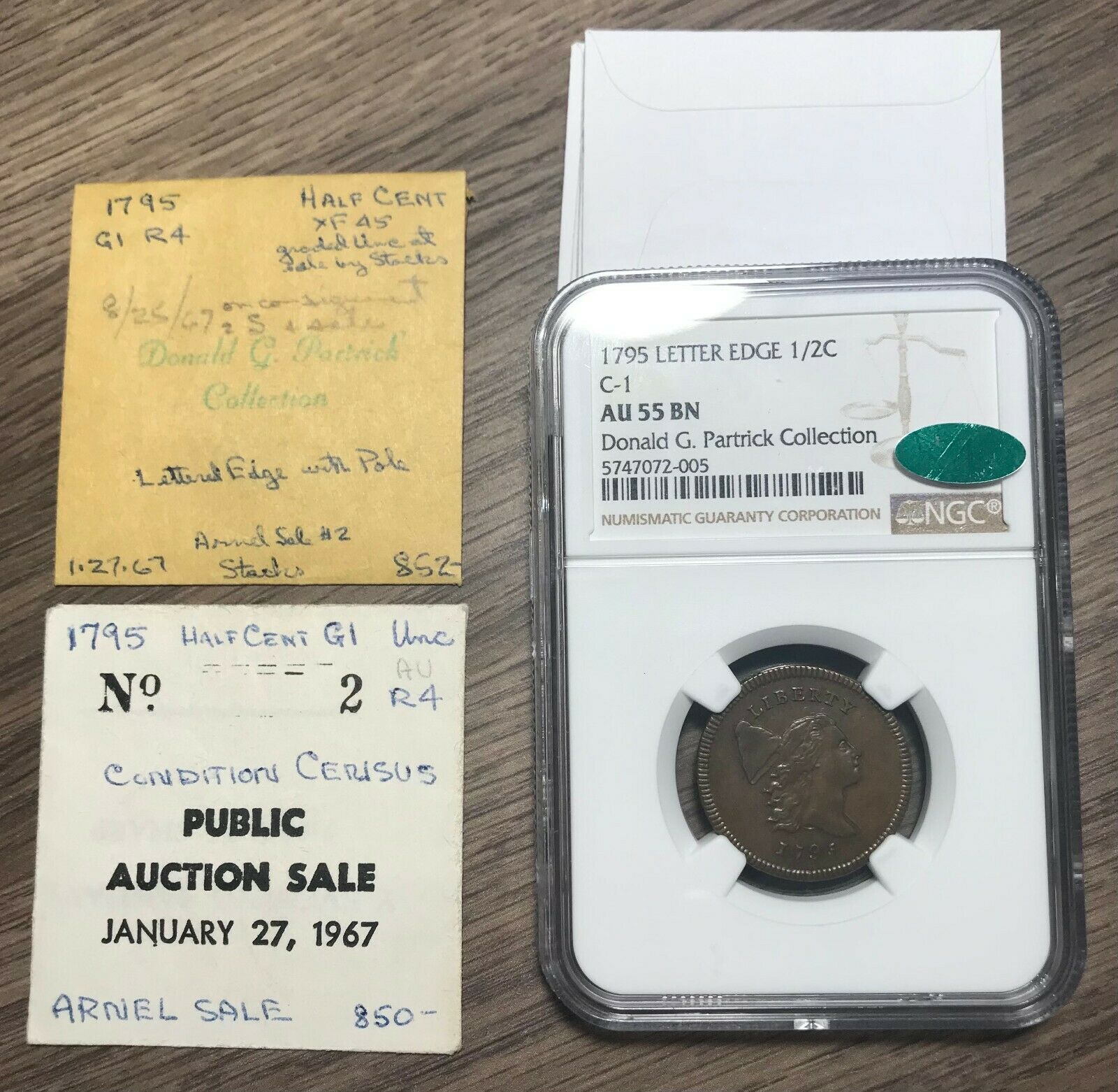 1795 C-1 R-2 NGC AU 55 CAC Liberty Cap Half Cent Coin 1/2c - Fresh Stock Dated October 2025