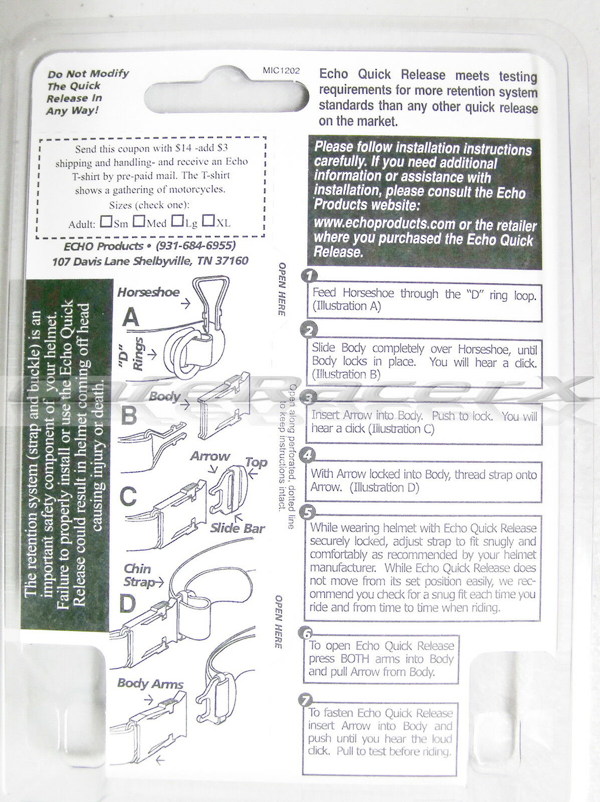 Echo Quick Release Helmet Buckle Chin Strap Buckle System Motorcycle MX Street - Fresh Stock Dated October 2025