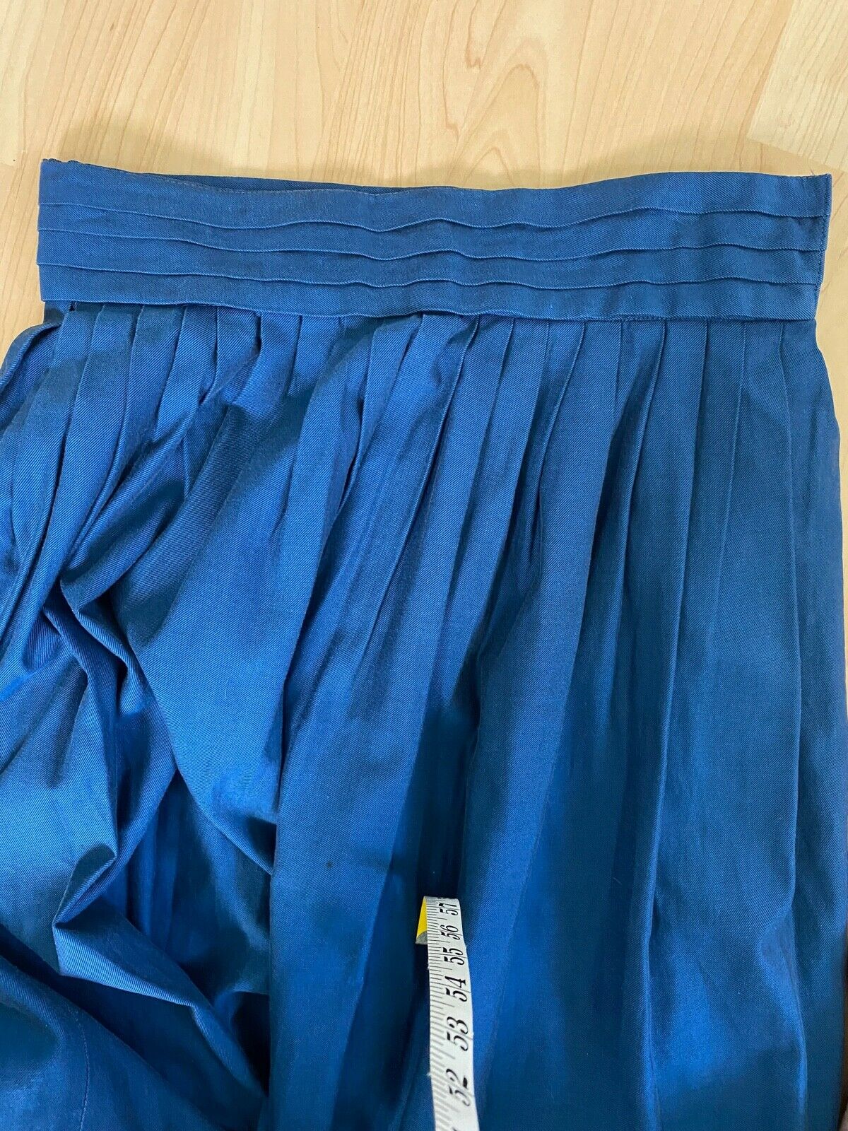 1980s Perry Ellis Midnight Blue High Waisted & Softly Pleated Cotton Skirt Sz 6 - Fresh Stock Dated October 2025