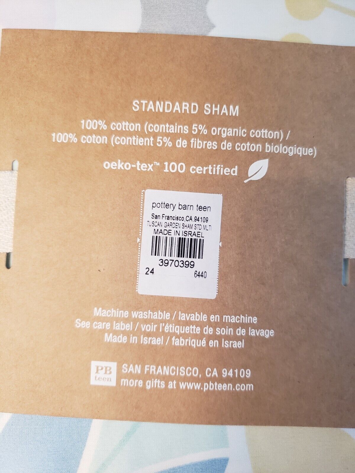 NWT Pottery Barn Tuscan Garden Sham - Fresh Stock Dated October 2025