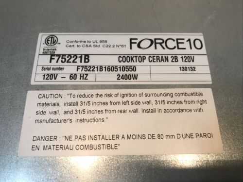Force10 2 Burner Smooth Top Electric Stove Black Glass - Fresh Stock Dated October 2025