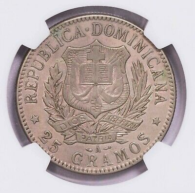 NGC-AU50 1897A DOMINICAN REPUBLIC PESO TONED - Fresh Stock Dated October 2025