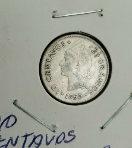 1959 Dominican Republic Silver 10 Centavos - Fresh Stock Dated October 2025