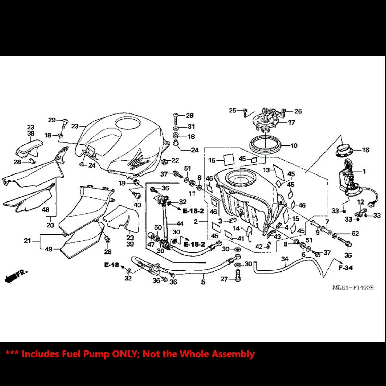 OE Replacement EFI Fuel Pump+Filter/Strainer 04-07 CBR 1000RR/03-06 600RR/CB1300 - Fresh Stock Dated October 2025