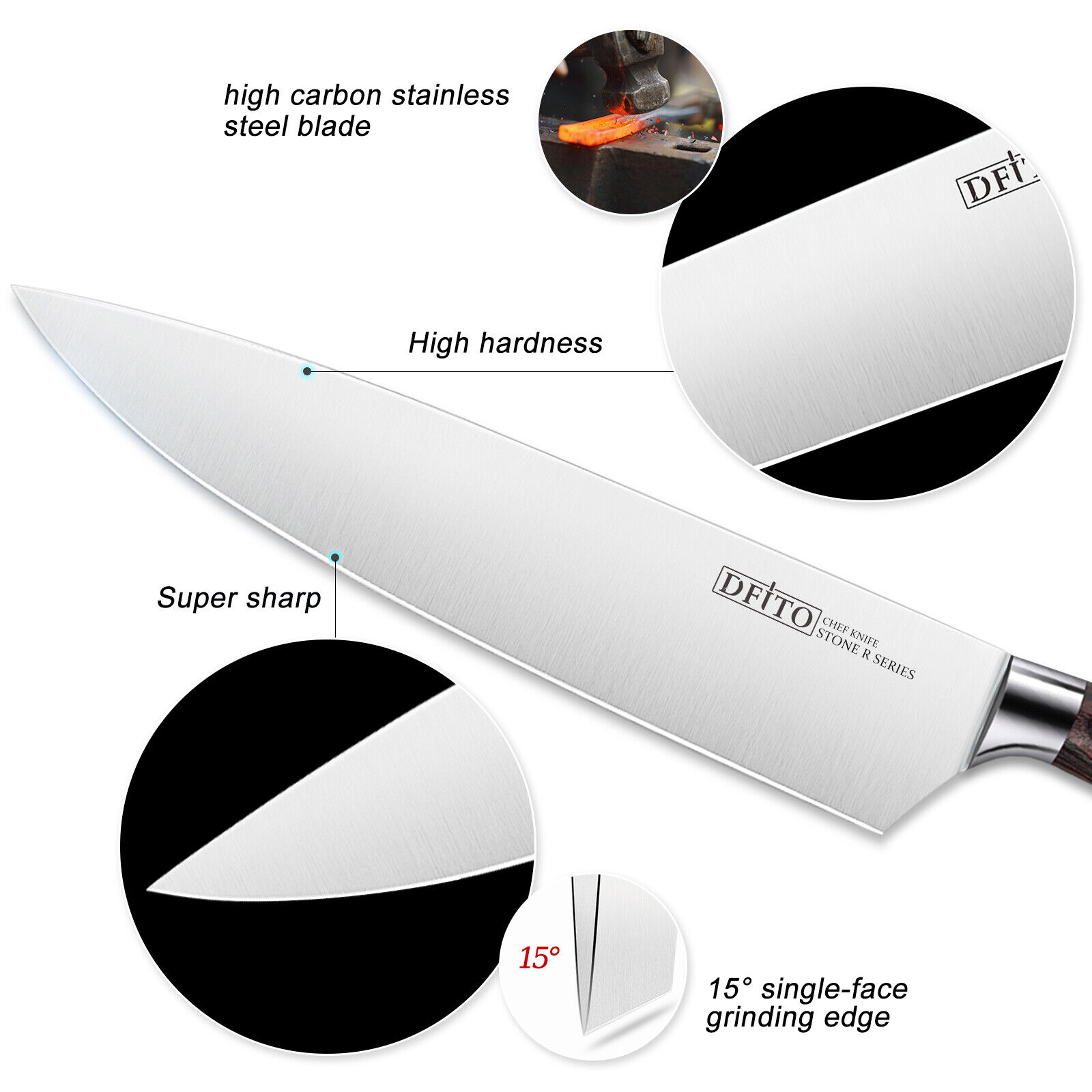 15 Pcs Kitchen Knife Set with Wooden Block Japan Carbon Stainless Steel Knives - Fresh Stock Dated October 2025