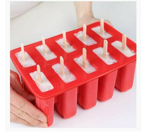 Moldes de silicona para paletas de hielo 10 cavidades con palitos de madera - Fresh Stock Dated October 2025