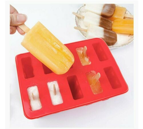 Moldes de silicona para paletas de hielo 10 cavidades con palitos de madera - Fresh Stock Dated October 2025