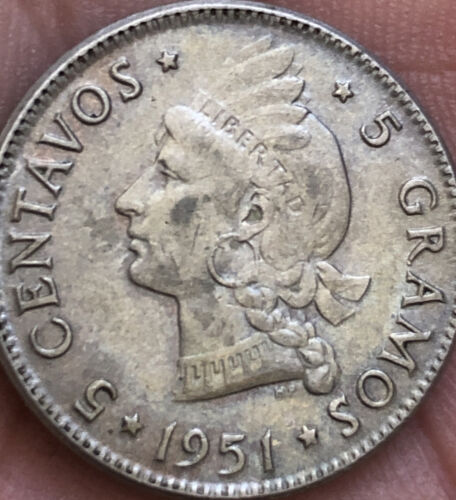DOMINICAN REPUBLIC 1951 5 CENTAVOS HIGH GRADE VERY NICE CONDITION SEE PHOTOS LM - Fresh Stock Dated October 2025