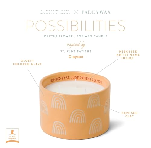 Paddywax St. Jude Giveback Candles Glazed Ceramic Scented Candle, 11-Ounce, Possibilities- Cactus Flower