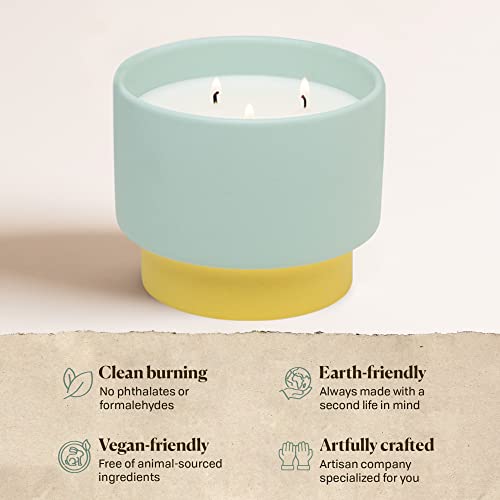 Paddywax Color Block Artisan Hand-Poured Scented Candle, 16-Ounce, Pink/Coral - Sparkling Grapefruit